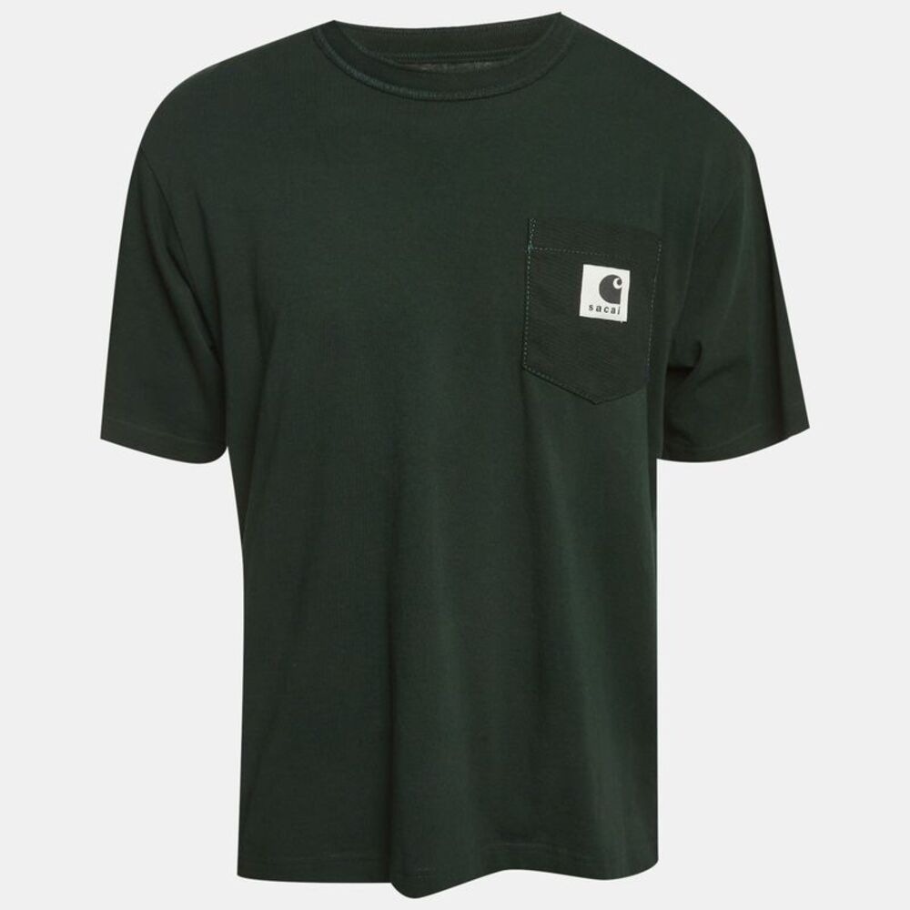 Sacai Green Cotton Crewneck T-Shirt M